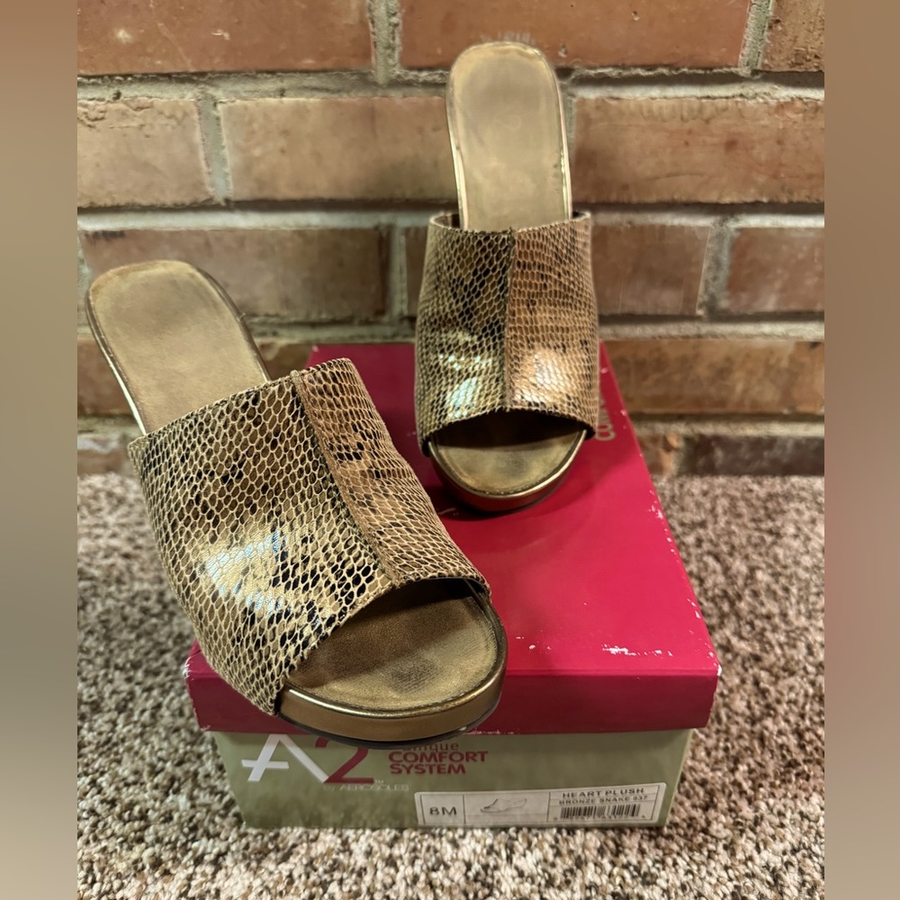 A2 by Aerosoles Sandals Womens Heart Plush Slide Wedge Faux Leather Wedge